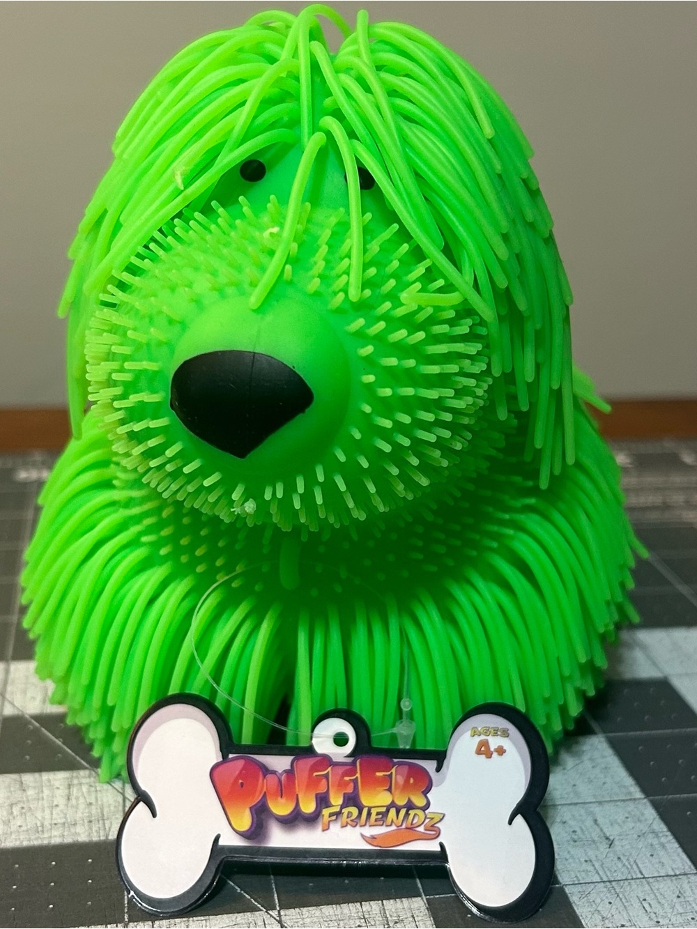 Puffer Friendz Green Shaggy Dog Squishy Toy PPNC Pufferoo Pets Fidget Sensory